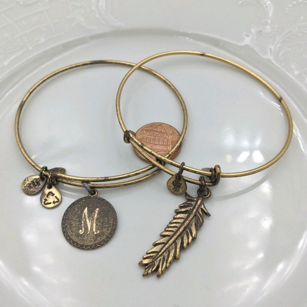 Alex and Ani Rafaleian Gold Feather M Bracelets